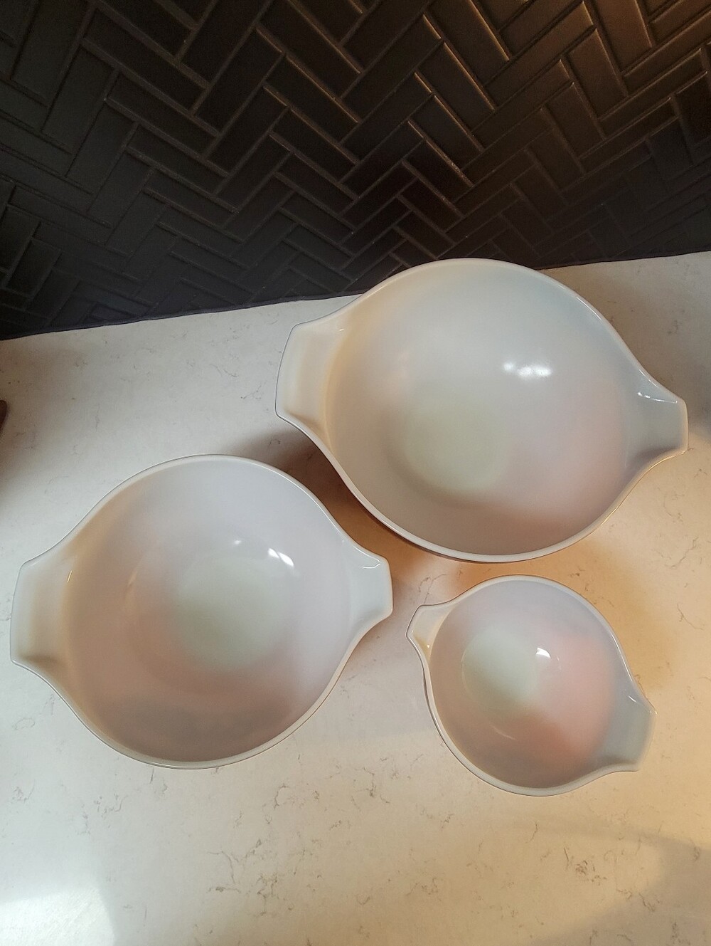 MCM 1970s Vintage Pyrex "Old Orchard" Nesting Cinderella Bowls - Set of 3 - Picture 6 of 7
